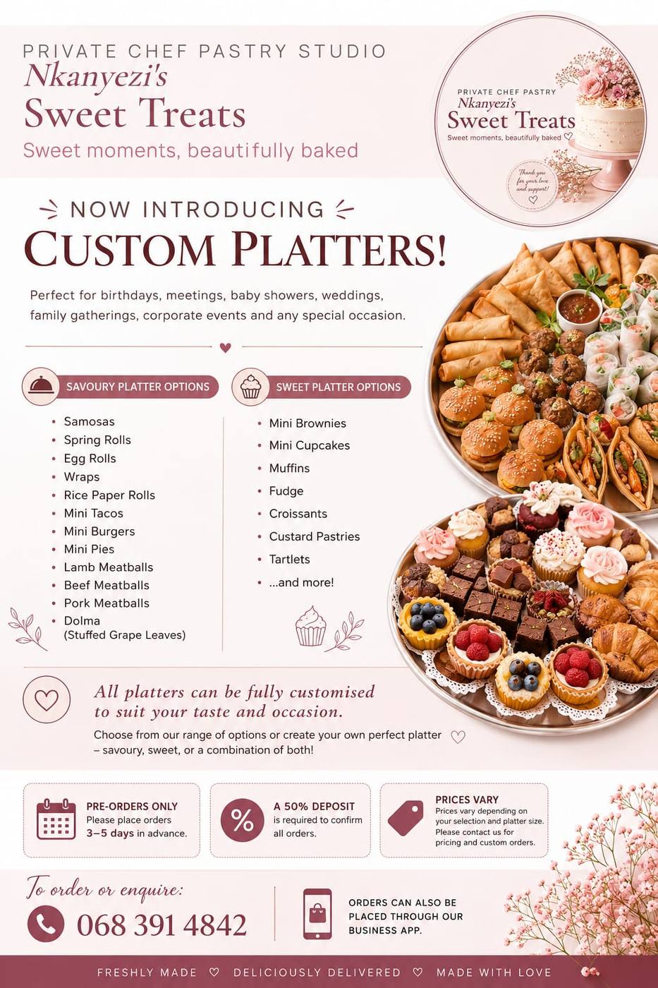 Nkanyezi savoury custom platter menu artwork